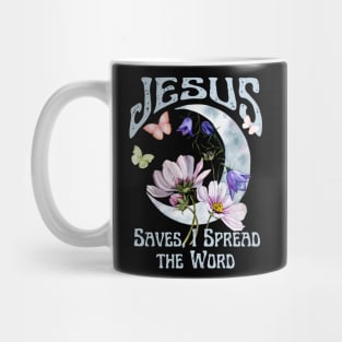 Jesus Saves, I Spread the Word Vintage Boho Retro Christian Faith Jesus Inspirational Grace Mug